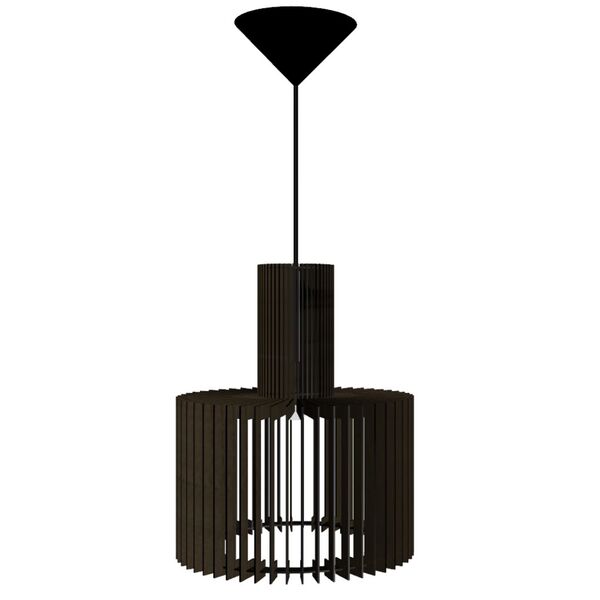 Luminária Teto Tipo Pendente Moscou Mdf Completa - Preta