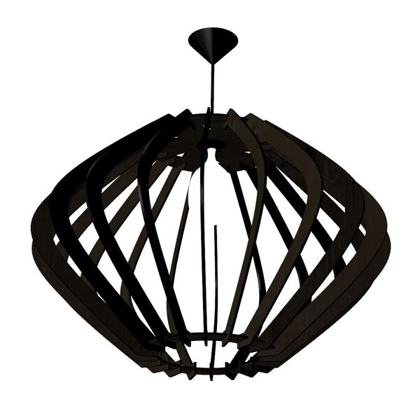 Luminária Teto Tipo Pendente Parentesis Mdf Completa - Preta