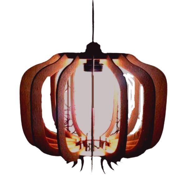 Luminária Teto Tipo Pendente Safira Mdf - Completa - Cor: Mar