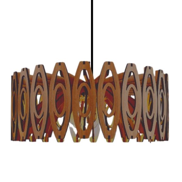 Luminária Teto Tipo Pendente Topázio Mdf - Completa - 02 Bola