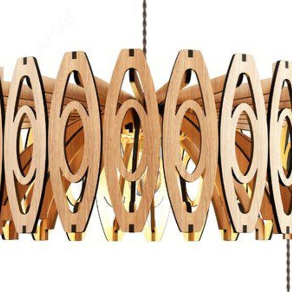 Luminária Teto Tipo Pendente Topázio Mdf Completa 02 Bolas Leroy