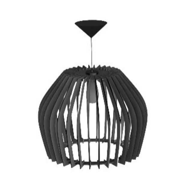 Luminária Teto Tipo Pendente Troia Mdf - Completa - Preta