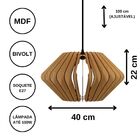 Luminária Teto Tipo Pendente Vinci Mdf - Completa - Cor: Preta