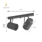 Luminária Teto Trilho 2 Spots Direcionáveis Luxo Marrom 1272
