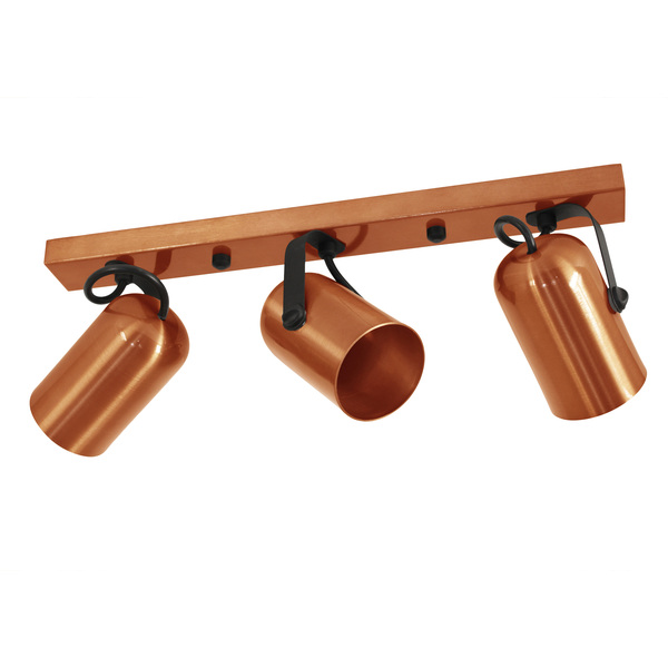 Luminária Teto Trilho 3 Spots Direcionáveis Alumínio Cobre