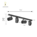 Luminária Teto Trilho 4 Spots Direcionáveis Escovado Prata