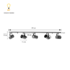 Luminária Teto Trilho 5 Spots Direcionáveis Preto 1275