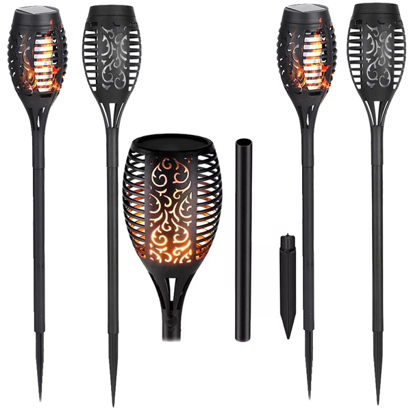 Luminaria Tocha Solar Espeto Chama 12 Leds Fogo Spot Quintal