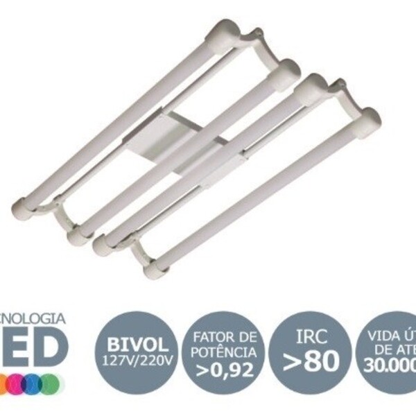 Luminária Toledo 4x60cm Branco C/ Lâmpada Bivolt - Tualux