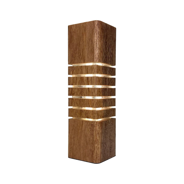 Luminária Tower 6 Led 110v Decorativa De Mesa Marrom Em Madei