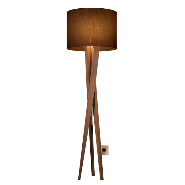 Luminária Tripé Bella Com Cúpula Pés De Madeira