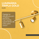 Luminária Tripla De Led Spot P/ Teto Gold + 3x Lâmpadas Gu10