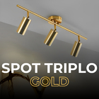 Luminária Tripla De Led Spot P/ Teto Gold + 3x Lâmpadas Gu10