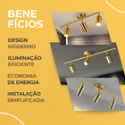 Luminária Tripla De Led Spot P/ Teto Gold + 3x Lâmpadas Gu10