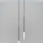 Luminária Tubo Pendente De Teto Duplo Difusor Cozinha Prata