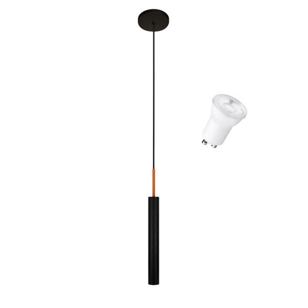 Luminária Tubo Pendente Teto Cozinha Mesa Preto Cobre 40cm +