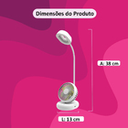 Luminaria Ventilador Flexivel 2 Em 1 Led Abajur Mesa Sem Fio