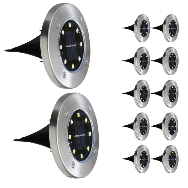 Luminarias Solar Espeto 8 Leds Jardim Branco Quente 12 Und Es