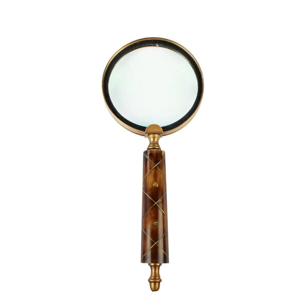 Lupa De Aumento Decorativa Bronze Com Cabo Em Resina Marrom 2