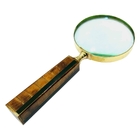 Lupa De Aumento Decorativa Dourada Com Cabo Marrom 22 5cm Mei