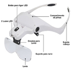 Lupa De Cabeça Profissional Óculos Leitura 2 Leds 5 Lentes Au
