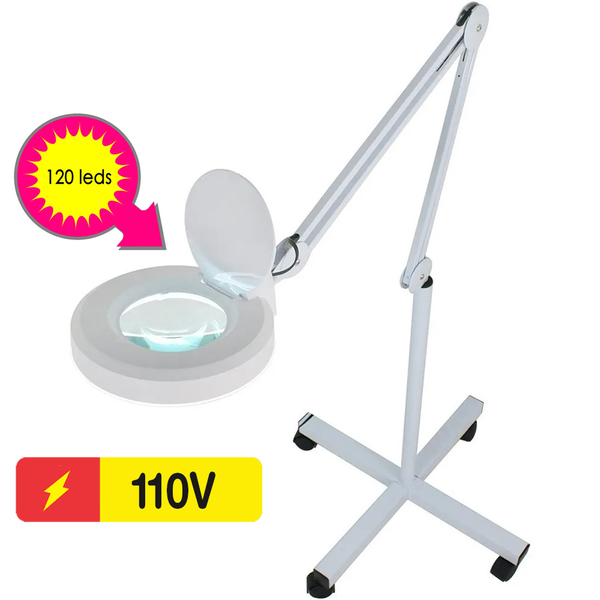 Lupa Luminária 120 Leds Smd Tripé Altura Regulável 4 Rodas Es