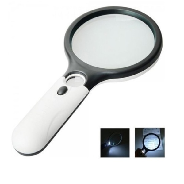 Lupa Mão Profissional Luz 3 Leds Magnificação 45x22mm 3x75mm