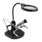Lupa Suporte Com Garras Soldagem 2 Lentes 16 Leds Aumenta A V