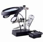 Lupa Suporte Mesa Estaçao Solda 3 Lentes 5 Leds Placa Garra S