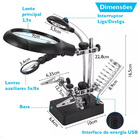 Lupa Suporte Mesa Estaçao Solda 3 Lentes 5 Leds Placa Garra S