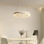 Lustre 1 Anel 50cm Cristal Pendente Moderno Branco