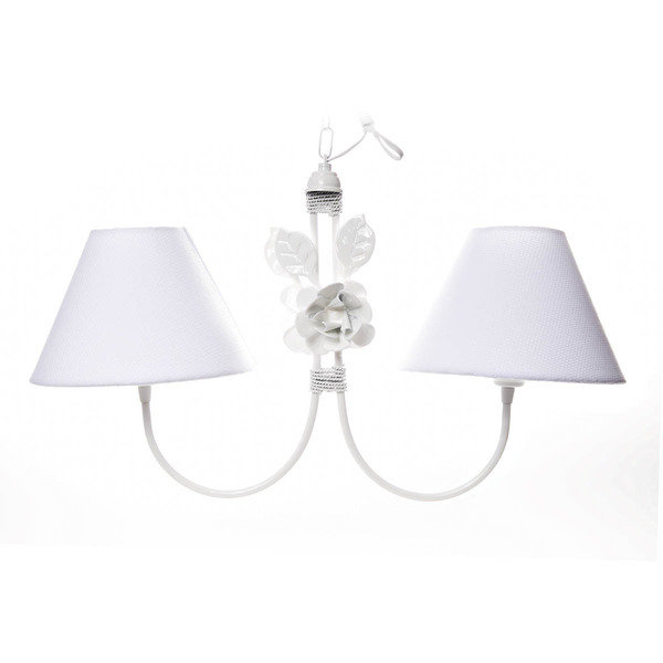 Lustre 2l Simples 2 Flores G Branco Quarto Bebê Infantil