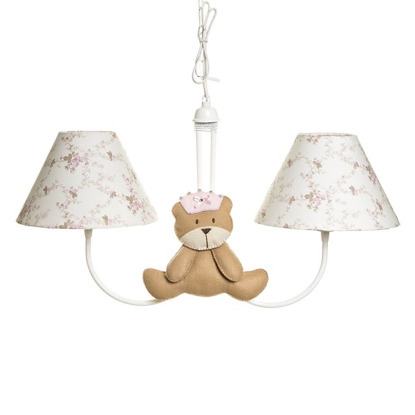 Lustre 2l Simples Com 2 Ursas Princesas Quarto Bebê Infantil