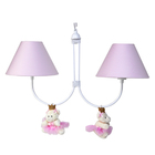 Lustre 2l Simples Com 2 Ursinhas Princesas Rosa Quarto Bebê I