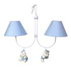 Lustre 2l Simples Com 2 Ursinhos De Boné Azul Quarto Bebê Inf
