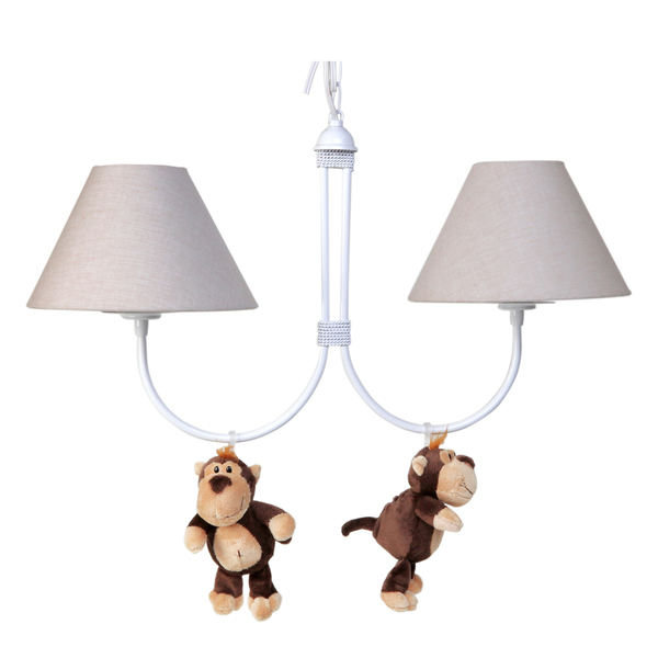 Lustre 2l Simples Floresta Com 2 Macacos Quarto Bebê Infantil