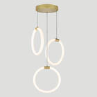 Lustre 3 Pendente Circular Aura 25cm - Ouro - Led 45w 6000k