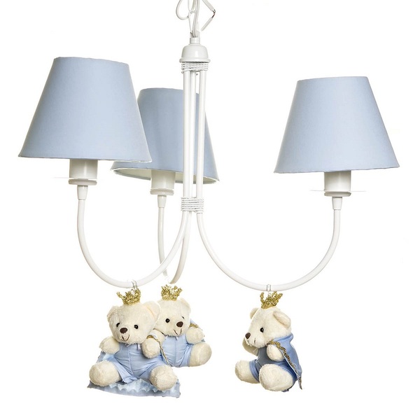 Lustre 3l Ariel Com 3 Ursinhos Príncipes Quarto Bebê Infantil