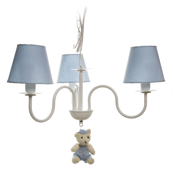 Lustre 3l Simples Com Ursinho Quarto Bebê Infantil
