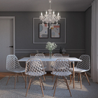 Lustre 5 Lâmpadas Cinza Cristal Clássico LLUM Bronzearte