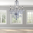 Lustre 5 Lâmpadas Cinza Cristal Clássico LLUM Bronzearte