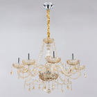 Lustre Candelabro 8 Lâmpadas Cristal Laranja Clássico LLUM Bronzearte