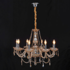 Lustre Candelabro 8 Lâmpadas Cristal Laranja Clássico LLUM Bronzearte