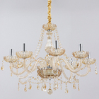 Lustre Candelabro 8 Lâmpadas Cristal Laranja Clássico LLUM Bronzearte