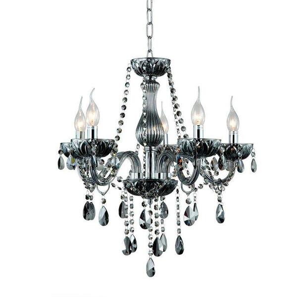 Lustre Anjou Bella Fume 56cmx58cm Para 5 Lâmpadas E14 Com Cab