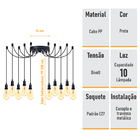 Lustre Aranha Com 10 Pendentes