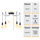 Lustre Aranha Com 4 Pendentes