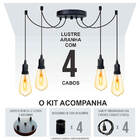 Lustre Aranha Com 4 Pendentes
