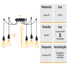 Lustre Aranha Com 5 Pendentes