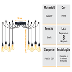 Lustre Aranha Com 8 Pendentes